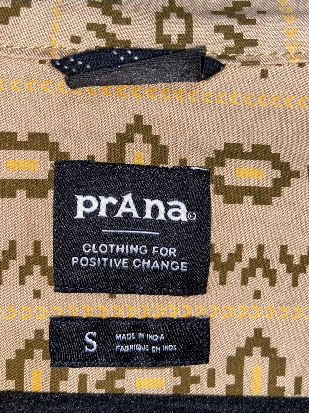 PrAna Saucha Jacket Mens Small Full Zip Relaxed Fit Aztec Southwestern Outdoor
